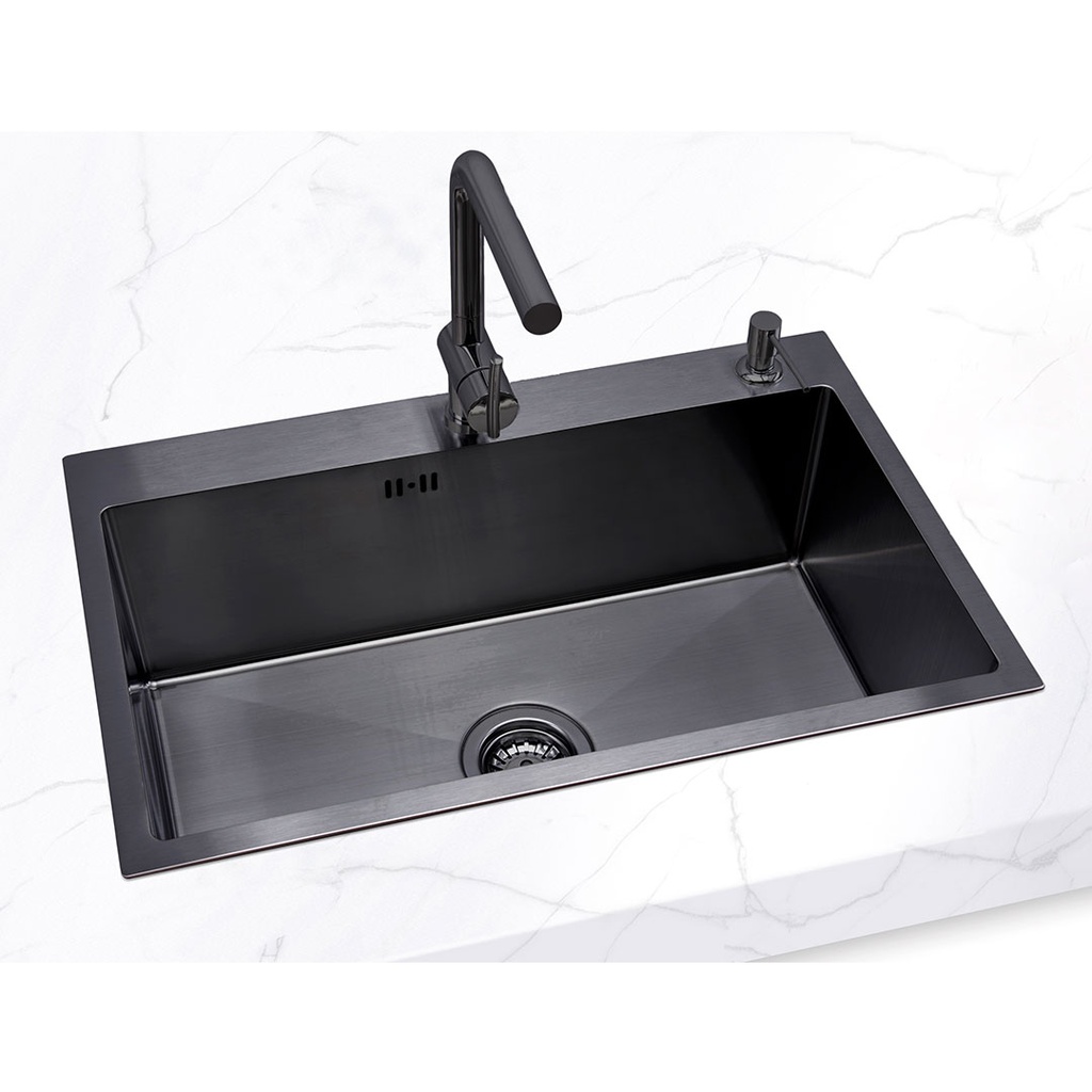 Pileta de Cocina Simple Mi Pileta (Enc.) Negra 65x35x22cm 718E BLACK