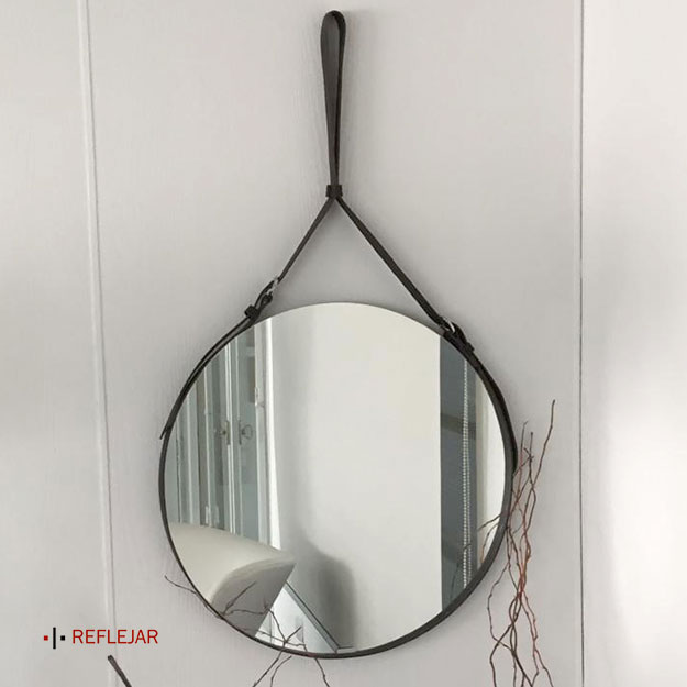 Espejo Reflejar Belt Redondo 47cm Chocolate