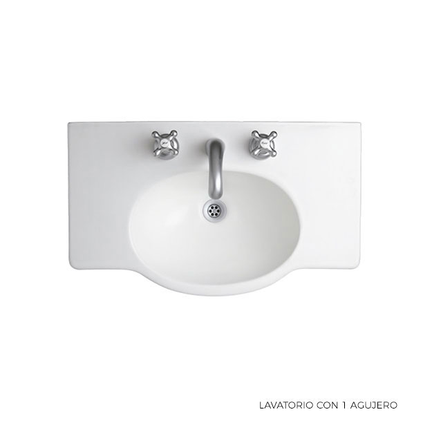 Lavatorio 1 Agujero Ferrum Venecia 64cm Blanco L6V1J B