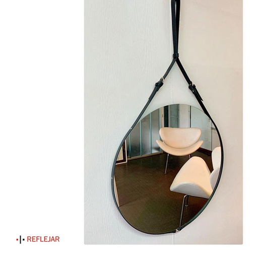 [11488] Espejo Reflejar Belt Redondo 67cm Negro