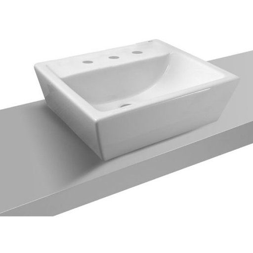 [25236] Bacha de Apoyo Roca Sendai 45.5x40cm 3 Agujeros Blanco