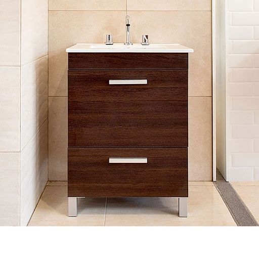 [25780] Vanitory de Pie 60cm 3 Agujeros Watervan Logan Wengue (Mesada Loza)