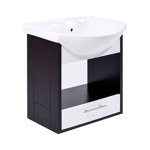 [26721] Vanitory Suspendido 3 Agujeros Roca Mahler Wengue (1 Cajón)