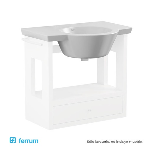 [10250] Lavatorio 1 Agujero Ferrum Línea Marina 65cm Blanco LH61J B