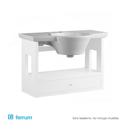[10316] Lavatorio 1 Agujero Ferrum Línea Marina 80cm Blanco LH81J B