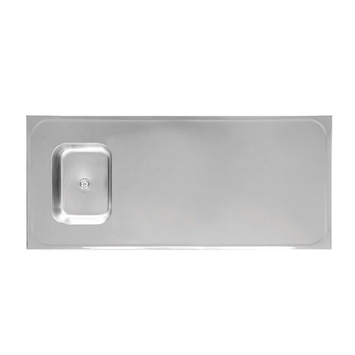 [21921] Mesada Acero Inoxidable con Bacha Simple 160x62cm 160103E