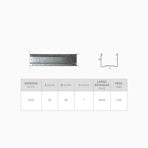 [1312] Perfil Solera 35mm (Tira 2.6m)